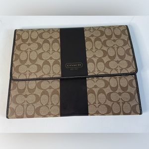 Coach Signature Canvas Leather Mobile Office Organizer Khaki/Brown F62494